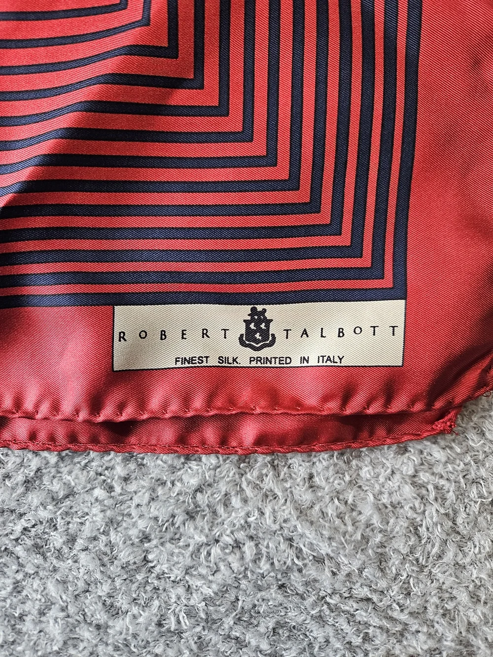 Robert Talbott Red and Navy Silk Square Scarf